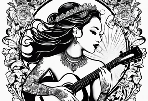Music with guitar and piano and vocals tattoo idea