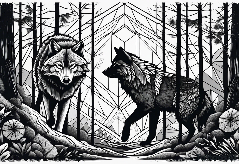 fight between Wolf and raccoon
Background Woods tattoo idea fight between Wolf and raccoon
Background Woods tattoo idea