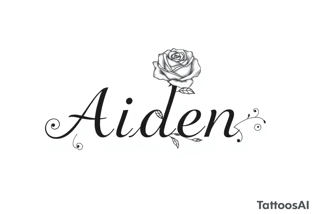 The name Aiden with a rose and 
Swirls and vines tattoo idea
