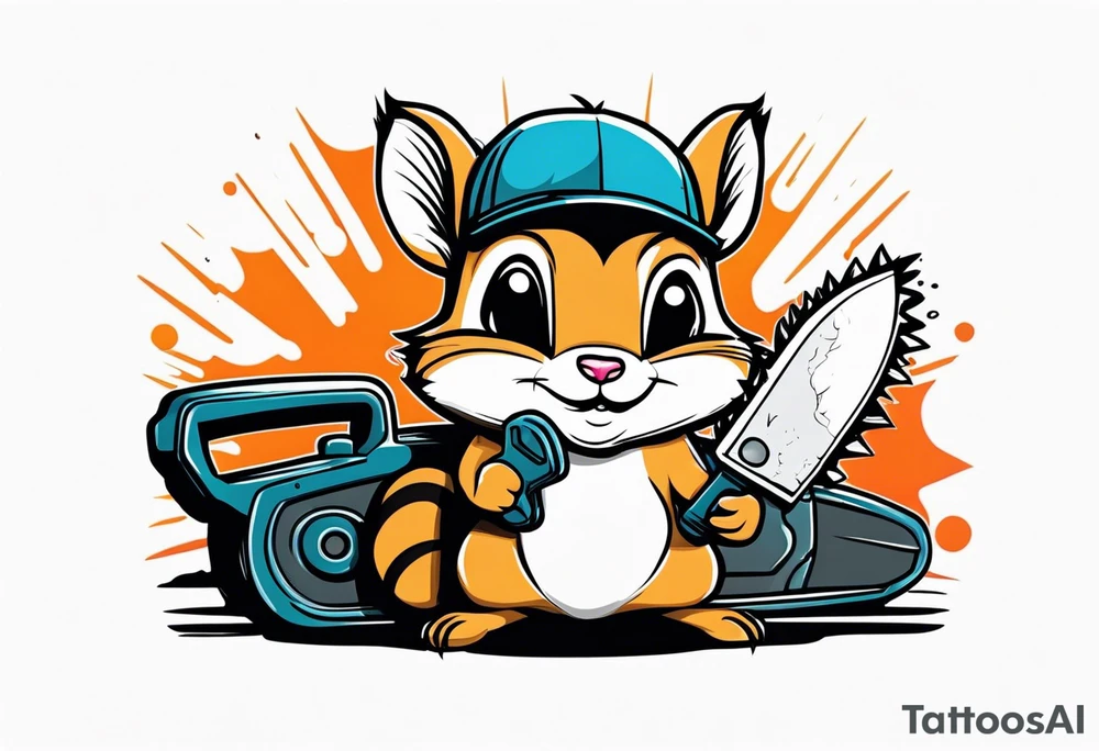 Chipmunk with a chainsaw tattoo idea