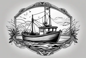 Fishing on boat tattoo idea