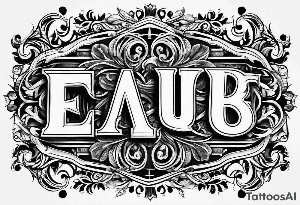 Make a shape by combining letters E, U, B tattoo idea