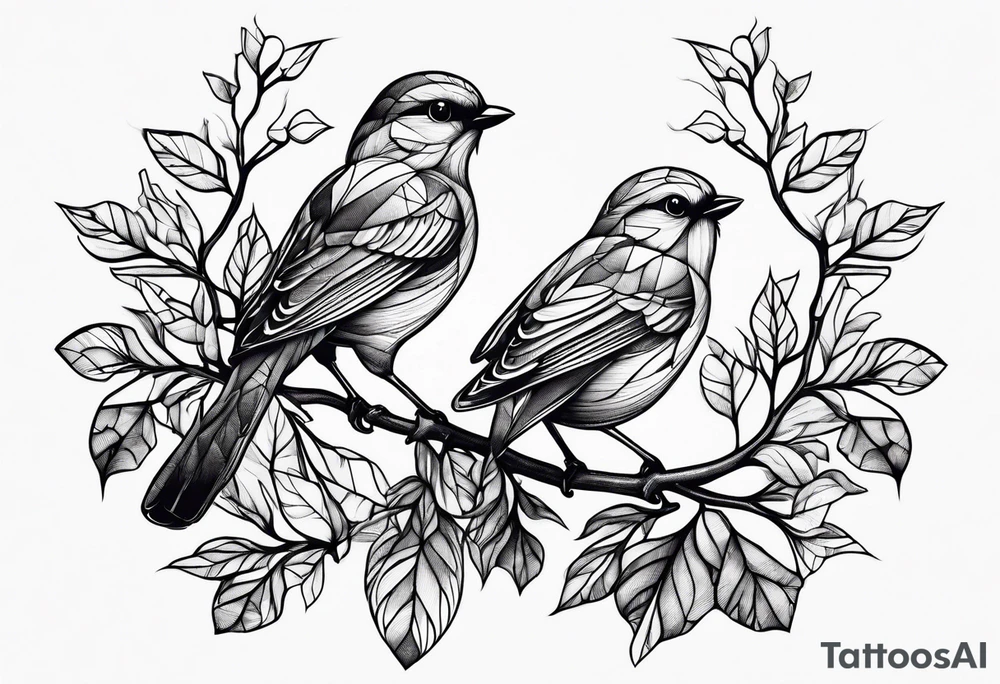 Bird oak tattoo idea