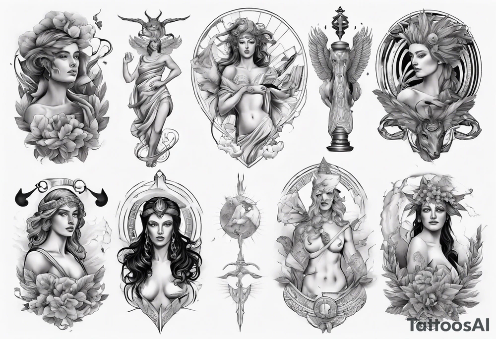 Greek mythology sleeve tattoo for women of power and success tattoo idea
