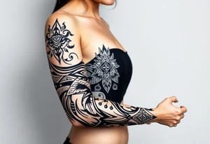 shaman style mytical bold line tattoo idea