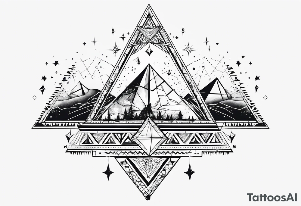 Aquarius constellation with pyramids tattoo idea