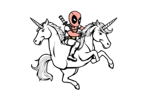 Deadpool riding unicorn tattoo idea