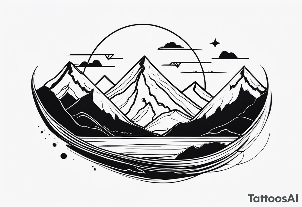 mountain and wave tattoo idea