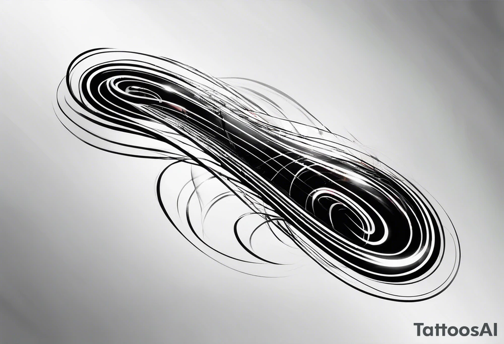Design a captivating tattoo featuring luminous light speed trails. The trail should convey the sensation of incredible speed, curving gracefully across the skin. Feel free to incorporate futuristic circuitry lines intersecting with the trail, symbolizing the convergence of science and velocity tattoo idea