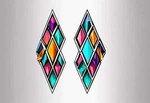 simple line tattoo of geometric elongated diamond split down the middle vertically into 2 mirror image shapes tattoo idea