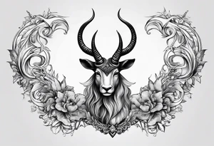 Headshot of capricorn seagoat tattoo idea