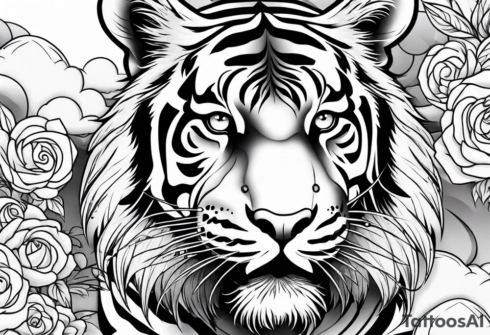 Tiger in clouds tattoo idea
