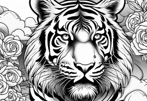 Tiger in clouds tattoo idea