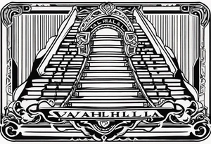 Valhalla sheild sword stairs tattoo idea