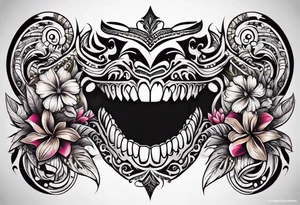 Fijian teeth and flower forearm tattoo idea