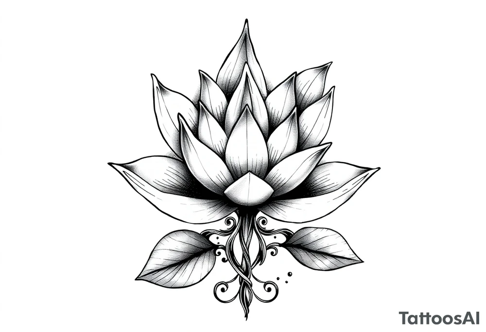Water lily, earth, air, fire, water, tree, paganism tattoo idea