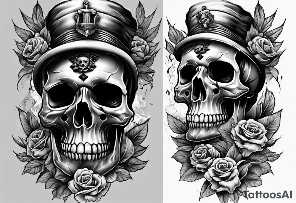 arm full sleeve skulls smoke tattoo idea