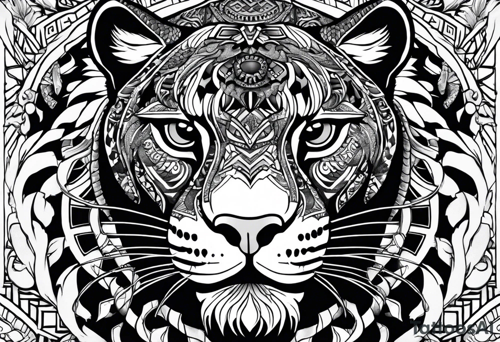 aztec black jaguar with snake tattoo idea