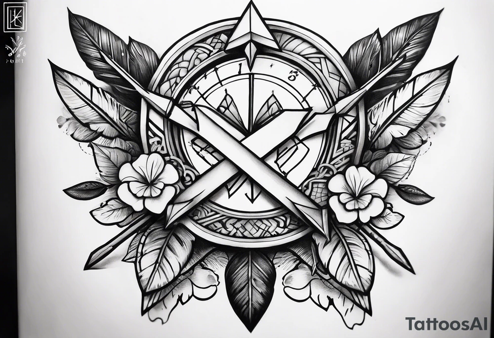 idea of adding Lucky stats to this tattoo. using 3 arrows to representing Luck, with Four Leaf Clover on the background. tattoo idea
