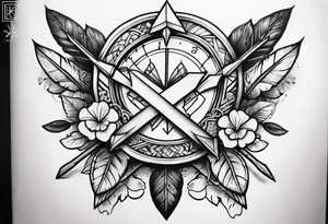 idea of adding Lucky stats to this tattoo. using 3 arrows to representing Luck, with Four Leaf Clover on the background. tattoo idea