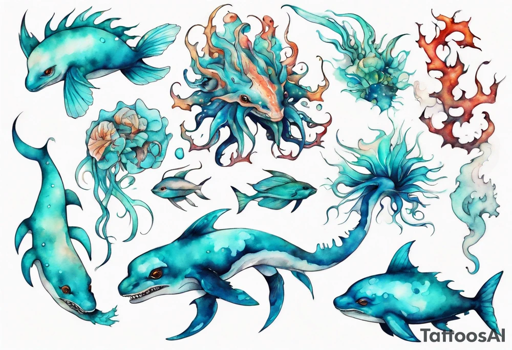 a beautiful turquoise seas creature tattoo idea