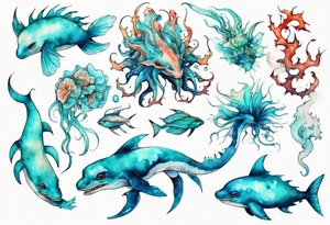 a beautiful turquoise seas creature tattoo idea