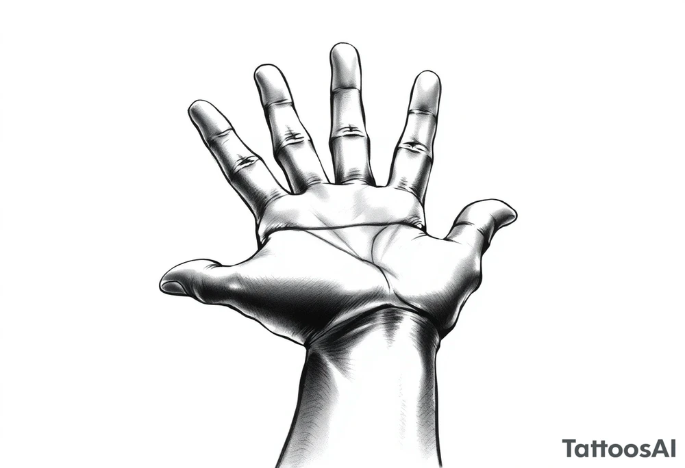 hand reaching all the way out, other hand barely reaching out tattoo idea