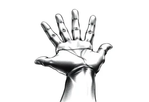 hand reaching all the way out, other hand barely reaching out tattoo idea