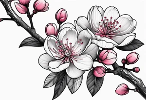 cherry blossom branch going from shoulder to wrist, wrap around bicep tattoo idea