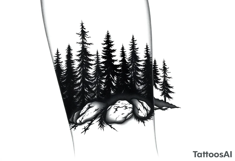 Coniferouse forest silhouette around the forearm a tattoo tattoo idea