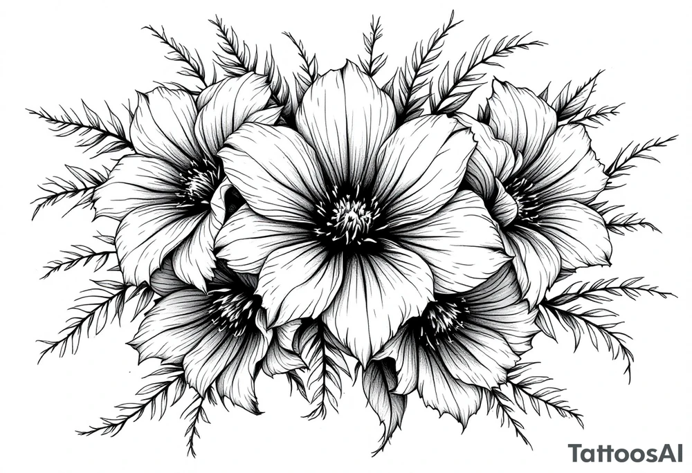 bouquet of flowers tattoo idea