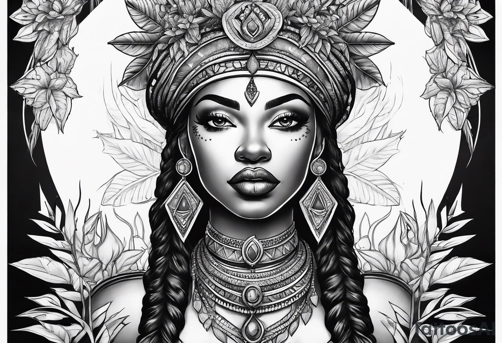 Black Goddess of sativa tattoo idea