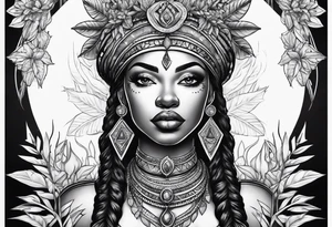 Black Goddess of sativa tattoo idea