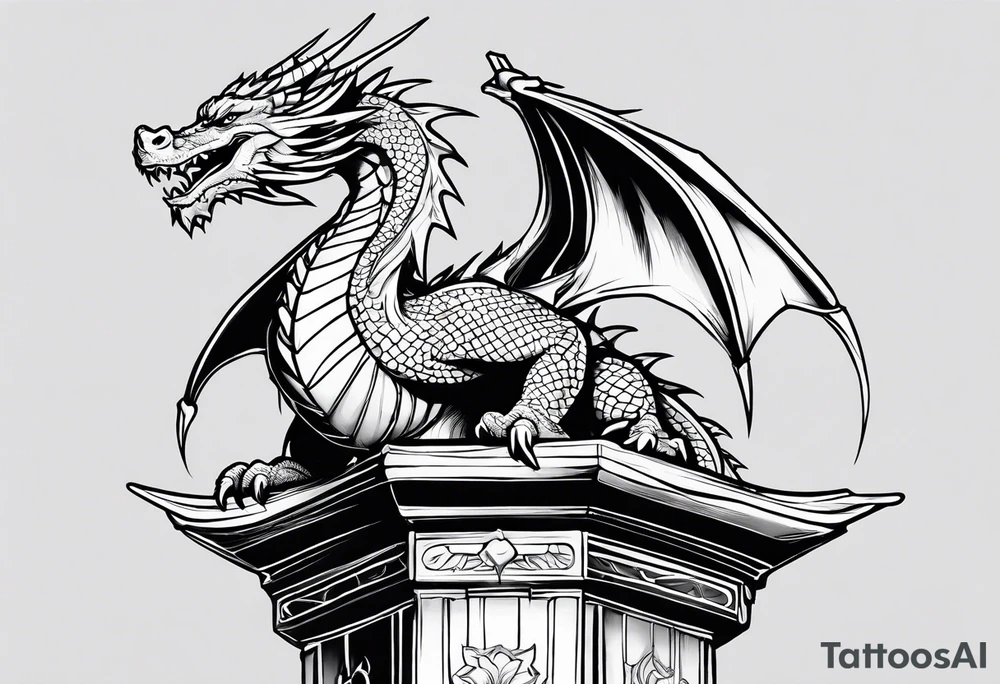 dragon perched on a pole tattoo idea