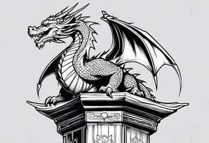dragon perched on a pole tattoo idea