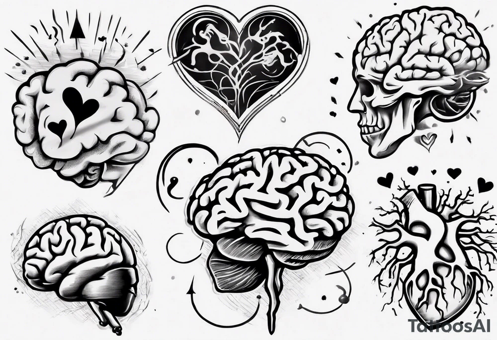 Brain and heart floating away tattoo idea