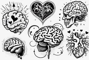 Brain and heart floating away tattoo idea