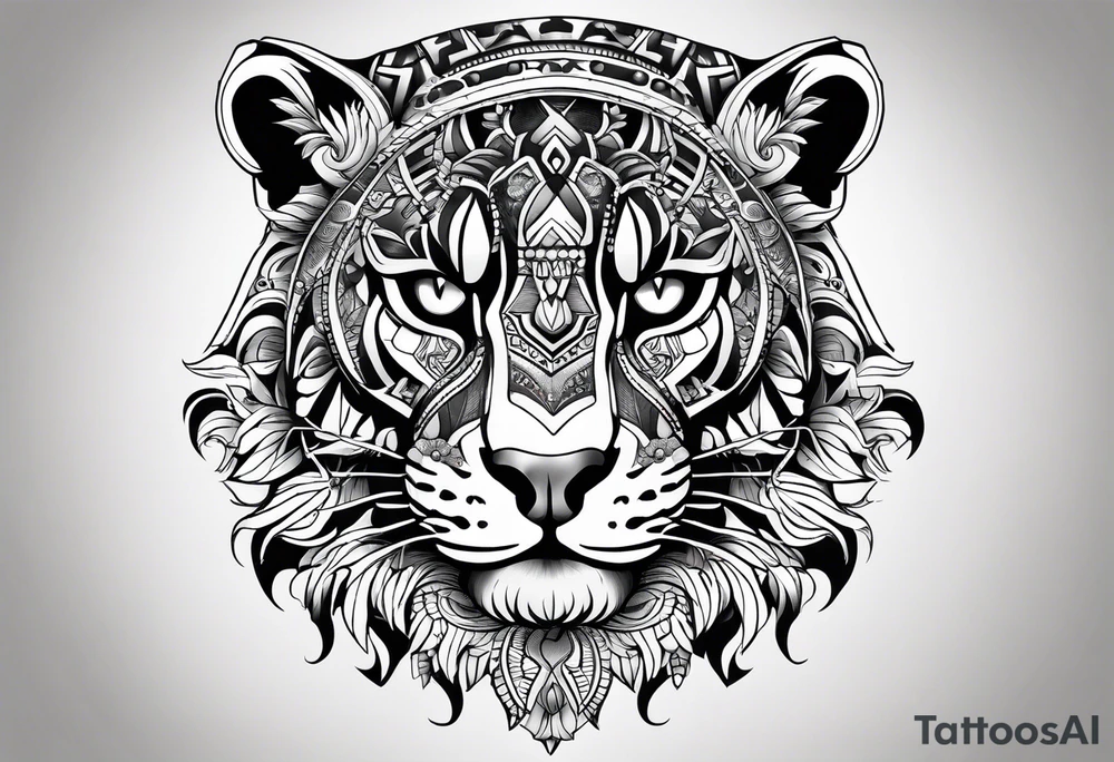 aztec black jaguar sitting tattoo idea