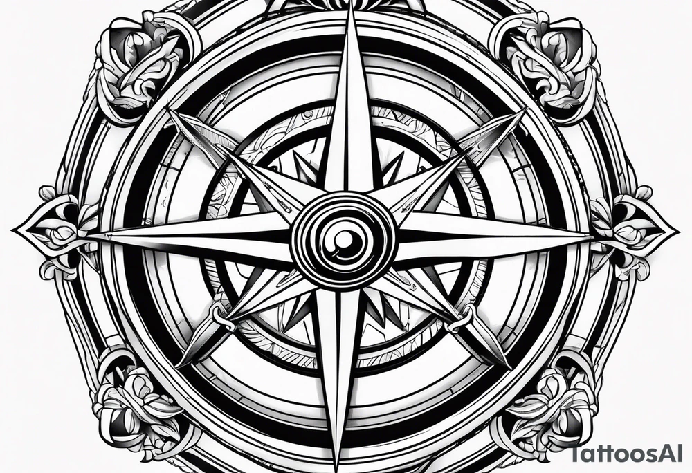 Nautical compass with firefighter tattoo idea