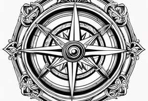 Nautical compass with firefighter tattoo idea