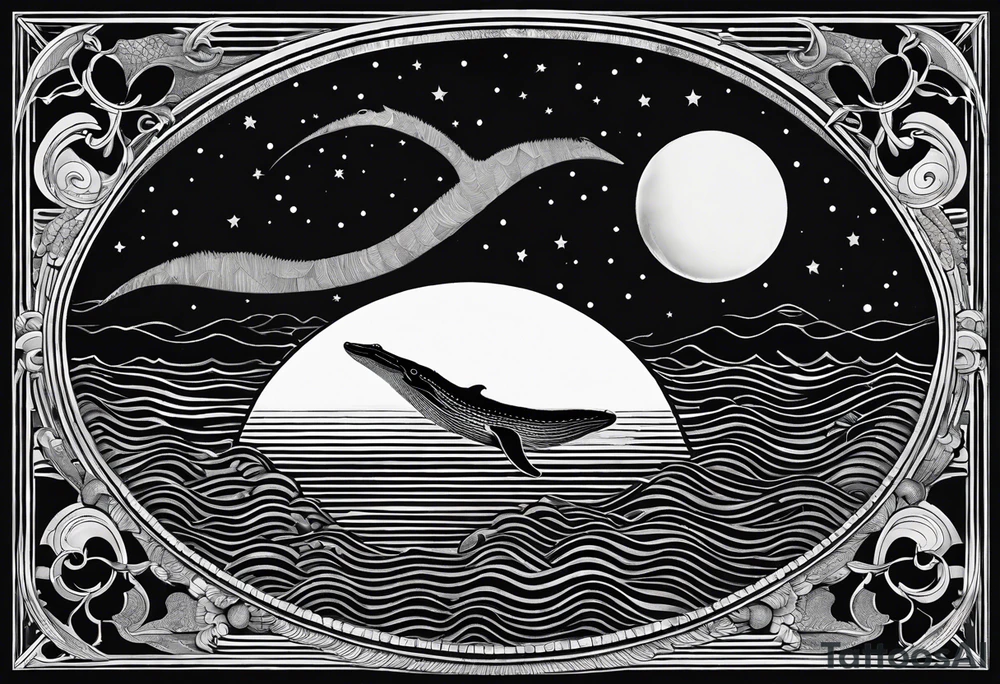 Blue whale and the moon tattoo idea