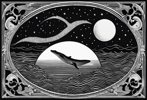 Blue whale and the moon tattoo idea