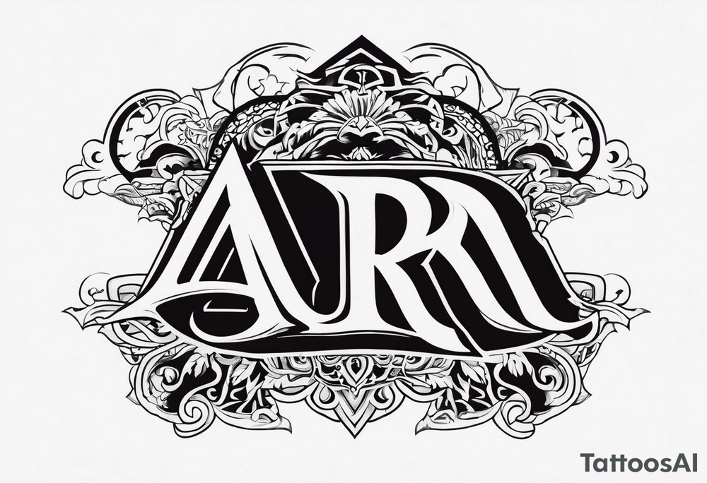 the letters A R in the middle of a ninja headband tattoo idea