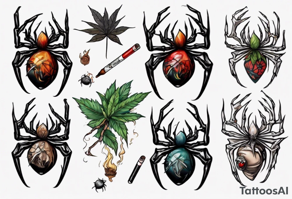 A spider smoking a joint tattoo idea
