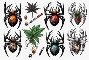 A spider smoking a joint tattoo idea