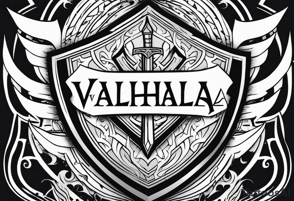 Valhalla sword shield lightning tattoo idea