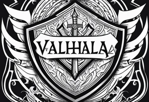 Valhalla sword shield lightning tattoo idea