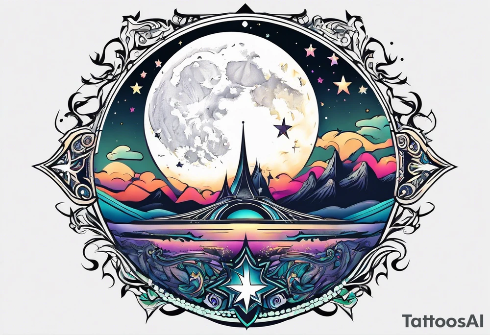 Stars moon tattoo idea