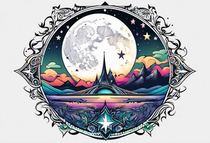 Stars moon tattoo idea