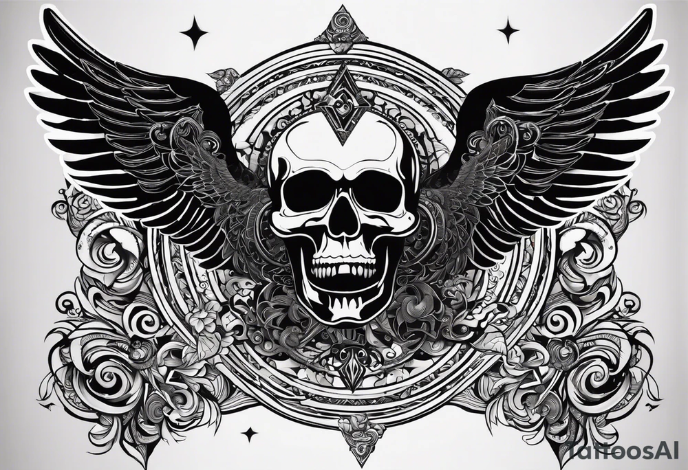 black kali, goddess pirate, alien, angel, pachamama, valkrye, warrior, flying, skull, lotus azul, wing, eagle, zenza resonance, stars, 5D, anahata chakra, death, durga, riding on a tiger, flying lady tattoo idea